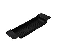 Bath Caddy Tub Table, Draining Design Convenient Practical Bathtub Tray Plastic Material Wearable Durable for Restroom (Black)