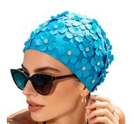 Bath Cap,Floral Pattern with Crystals - Elastic Shower Caps - For Women Girls I Have Instructor for Home Bathroom Apartment in Travel to Beach Pool Open Water