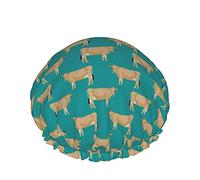 Bath Cap Jersey Cow Farm Animals Cow Cattle Farm Jersey Shower Cap Shower Hat Waterproof Double Layer Reusable Elastic Nightcap