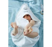 Bath Cape + Bath Mitt white medium solid with design