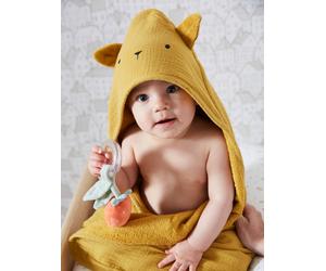 Bath Cape + Mitt in Organic* Cotton Gauze yellow/print