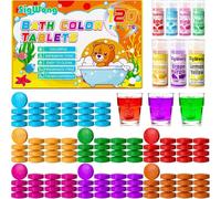 Bath Colour Tablets - 120 Count Food Grade Ingredients Kids Bath Bombs, 7 Colours Water Tablets for Kids, Childrens Bubble Bathe Bombs, Create Fun Shower Colors