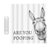 Bath Curtain - Polyester Fabric, Bathroom Panel, 72 x 72 Inch Waterproof Shade with Pattern, 380 g, Decorative Cute Animal Insert with 12 Hooks, Values the Toilet for Farmhouse Use