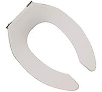 Bath Décor 4F1E5C-00 Commercial Slow Close Extra Heavy Duty Elongated Open Front Less Cover Toilet Seat with Chrome Finish Metal Hinge for Ease of Cleaning and Hygienic Requirements, White