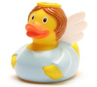 Bath Duck Angel Light Blue I Squeaky Duck I L: 8 cm I Includes Bath Duck Keyring in Set
