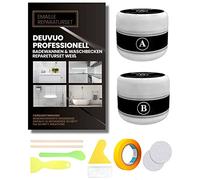 Bath Enamel Repair Kit White 200g, Deuvuo Enamel Ceramic Porcelain Fibreglass and Acrylic Quick Repair Kit, Tile Tub Sink and Shower Tray Repair Kits for Scratch, Holes, Cracks