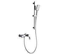 Bath Faucet Wall Mounted Bath Tap Brass Waterfall Bath Mixer Tap Hot and Cold Water with Portable Shower Tub Filler Set, with Shower Bar