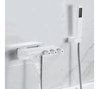 Bath Faucet with Hand Shower Bath Faucet Wall Mounted Waterfall Faucet Brass Water Hot and Cold Shower Head Mixer Faucet Bathtub with Shower Lakes,