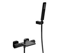 Bath Faucet with Hand Shower Waterfall, Bath Faucet Brass Bath Faucet Shower Faucet Water Cold and Hot Bath Faucet, Black