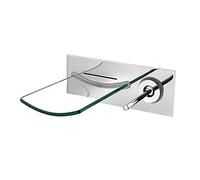Bath Filler Tap, Wall Mounted Waterfall Basin Mixer Taps Single Handle Wall Mount Widespread Waterfall Bathtub Bathroom Vanity Sink Faucet Brass Lavatory Faucet with Widespread Spout,Chrome