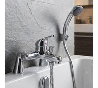 Bath Filler With Shower Mixer Tap Single Lever Pillars Chrome Wras Deck Mounted
