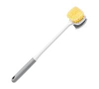 Bath Foot Scrubber Double-Sided Long Handle Soft Bristle 6.5x34.5cm | Non Slip Handle PP Build Two-Sided Head Soft Bristle Silicone Toe Cleaning No Bend Over for Elderly Men Women Adults