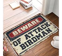 Bath Fun Welcome Mat Beware Of Attack Birdman | Cool Bathroom Stuff - Kitchen Anti Fatigue/Cute Welcome - Uv Resistant Outdoor Rug Fade Protection, Corner & Quick Dry Bath(65X90CM)