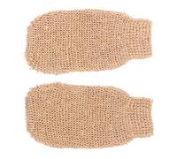 Bath Glove Scrubber Exfoliating Glove Ramie Jute Beige 2pcs