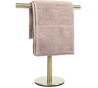 Bath Hand Towel Holder Standing, T-Shape Towel Bar Rack Stand, SUS304 Stainless Steel Brushed Finish,Tower Bar for Bathroom Kitchen Vanity Countertop (Gold
