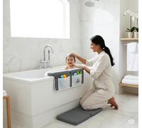 Bath Kneeler & Elbow Rest Pad Set - 5cm Memory Foam, Non-Slip Rubber Base, Quick-Dry Neoprene, 6 Suction Cups, 4 Storage Pockets - BPA-Free, REACH & SGS Certified Safe - Baby, Toddler & Pet