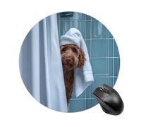 Bath Labradoodle Round Gaming Mousepad Rubber Base Desk Mat for Office Laptop Computer