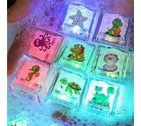Bath Light up Ice,8-Piece Waterproof Sensory Toys | Glow in the Dark Bath Toys Ice Light - for Bathtub Pool Shower Tank Home Travel Play Christmas Party Boys Girls