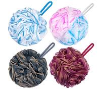 Bath Loofah Large 80g Shower Sponge Body Scrubber Mesh Pouf for Men and Women, Set of 4 (Multicolor)