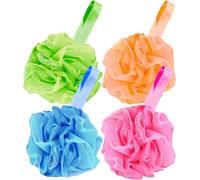 Bath Loofah Sponge - 4 Pack Muti Color Shower Mesh Ball - Exfoliating Body Scrubber for Men & Women - Durable Shower Puff Bath Loofa for Soothe Skin Accessories - Soft Pouf Body Scrub Lufas for Women