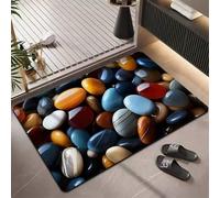 Bath Mat 100x160cm, Quick Dry Bathroom Mat, Fast Absorption Bath Mats for Bathroom Accessories, Non-Slip Thin Rug Bathmat Bath Matt Floor Washable Carpet for Toilet Shower Kitchen Decor Pebble 5-754