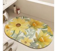 Bath Mat 15.75x23.62in Super Absorbent Non-Slip Quick Dry Bathroom Mat, Shower Mat Non Slip, Bath Mats For Bathroom, Rubber Bath Mats Non Slip, Thin Washable Bathmat Rugs Stone Bath Mat Yellow