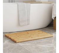 Bath Mat 2pcs Natural Bamboo 70x50cm Elevated Eco-Friendly Non-Slip Shower Mats