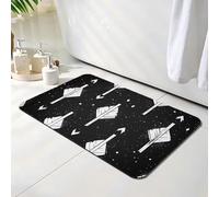 Bath Mat 30 x 40 cm, Black Bathroom Mat, Super Absorbent Carpet, Non Slip Thin Rubber Backing Bathroom Washable Rug Fit Under Door, Quick Dry Bath Foot Mats, Easy to Clean, for Shower Simple O-2900