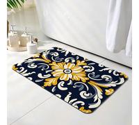 Bath Mat 30 x 40 cm, Yellow Bathroom Mat, Super Absorbent Carpet, Non Slip Thin Rubber Backing Bathroom Washable Rug Fit Under Door, Quick Dry Bath Foot Mats, Easy to Clean, for Shower Bohemia O-7553