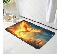 Bath Mat 40 x 50 cm, Animal Bathroom Mat, Super Absorbent Carpet, Non Slip Thin Rubber Backing Bathroom Washable Rug Fit Under Door, Quick Dry Bath Mats, Easy to Clean, for Shower Fire Phoenix O-8347