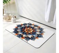 Bath Mat 40 x 50 cm, Summer Bathroom Mat, Super Absorbent Carpet, Non Slip Thin Rubber Backing Bathroom Washable Rug Fit Under Door, Quick Dry Bath Foot Mats, Easy to Clean, for Shower Mandala O-8608