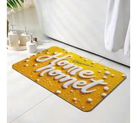 Bath Mat 40 x 50 cm, Yellow Bathroom Mat, Super Absorbent Carpet, Non Slip Thin Rubber Backing Bathroom Washable Rug Fit Under Door, Quick Dry Bath Foot Mats, Easy to Clean, for Shower Letter O-2155