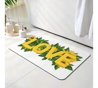 Bath Mat 40 x 50 cm, Yellow Bathroom Mat, Super Absorbent Carpet, Non Slip Thin Rubber Backing Bathroom Washable Rug Fit Under Door, Quick Dry Bath Foot Mats, Easy to Clean, for Shower Letter O-2137