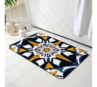 Bath Mat 40 x 50 cm, Yellow Bathroom Mat, Super Absorbent Carpet, Non Slip Thin Rubber Backing Bathroom Washable Rug Fit Under Door, Quick Dry Bath Foot Mats, Easy to Clean, for Shower Flower O-2506