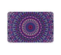 Bath Mat 40cm x 60cm,Purple Boho Mandala Flower Super Absorbent Bath Rug Non Slip Door Mat Washable Floor Carpet Rug Kitchen Rug