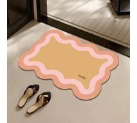 Bath Mat 40X60Cm Pink And Yellow Super Absorbent Non Slip Bathroom Mat Quick-Drying Kitchen Door Mats Washable,Simple Kitchen Door Mats,For Home, Bedroom, Bathroom,Toilet
