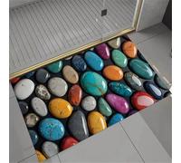 Bath Mat 40x60cm, Quick Dry Bathroom Mat, Fast Absorption Bath Mats for Bathroom Accessories, Non-Slip Thin Rug Bathmat Bath Matt Floor Washable Carpet for Toilet Shower Kitchen Decor Pebble 5-388