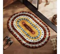 Bath Mat 40x60cm, Quick Dry Bathroom Mat, Fast Absorption Bath Mats for Bathroom Accessories, Non-Slip Thin Rug Bathmat Bath Matt Floor Washable Carpet for Toilet Shower Kitchen Decor Round 5-718