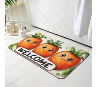 Bath Mat 50 x 60 cm, Orange Bathroom Mat, Super Absorbent Carpet, Non Slip Thin Rubber Backing Bathroom Washable Rug Fit Under Door, Quick Dry Bath Foot Mats, Easy to Clean, for Shower Radish O-6027