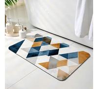 Bath Mat 50 x 60 cm, Simple Bathroom Mat, Super Absorbent Carpet, Non Slip Thin Rubber Backing Bathroom Washable Rug Fit Under Door, Quick Dry Bath Foot Mats, Easy to Clean, for Shower Geometry O-3939