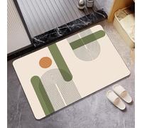 Bath Mat 50X80Cm Orange Circle Diatom Mud Bath Mats, Non-Slip Super Absorbent Quick Drying Floor Mat, Durable Machine Washable Living Room Carpet,For Bedroom, Kitchen, Toilet, Door