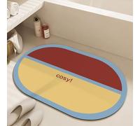 Bath Mat 50X80Cm Red Yellow Diatom Mud Bath Mats, Non-Slip Super Absorbent Quick Drying Floor Mat, Durable Machine Washable Living Room Carpet,For Bedroom, Kitchen, Toilet, Door