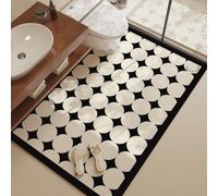 Bath Mat 50x80CM White Circle Diatomite Stone Absorbent and Non-Slip | Super Absorbent and Non-Slip anti mould Bathroom Mat,diatomite stone quick dry,shower mat ,bathroom rug