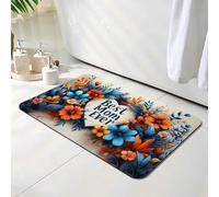 Bath Mat 60 x 90 cm, Mother'S Day Bathroom Mat, Super Absorbent Carpet, Non Slip Thin Rubber Backing Bathroom Washable Rug Fit Under Door, Quick Dry Bath Mats, Easy to Clean, for Shower Flower O-6299