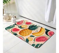 Bath Mat 60 x 90 cm, Summer Bathroom Mat, Super Absorbent Carpet, Non Slip Thin Rubber Backing Bathroom Washable Rug Fit Under Door, Quick Dry Bath Foot Mats, Easy to Clean, for Shower Fruit O-7379
