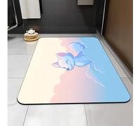 Bath Mat Abstract Fox Cloud Shower Mat Non Slip, Dirt Resistant, No Staining Or Discolouring, Easy Wash Machine Bsorbent Carpet For Home, Soft And Comfortable - Ideal For The Bathroom