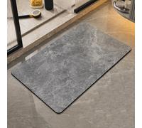 Bath Mat Bathroom Marble pattern rubber mat 40x60cm ultra-thin absorbent non-slip bathroom rug quick-drying bathroom carpet entrance mat kitchen easy to clean toilet carpet（Grey） (15.7x23.6inch)