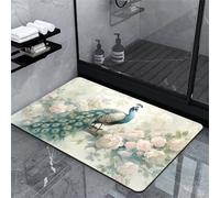 Bath Mat, Bathroom Mat, Shower Mat Outside Shower, Bath Mats Non Slip, Stone Bath Mat Quick Dry, Bath Mats for Bathroom, Bathroom Rug Mats, Bathmat, Bath Matt, Bathroom Carpet, Peacock 19.69x31.50in