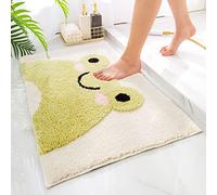 Bath Mat Beige Green Frog Bathroom Mat Soft Microfiber Bath Mats for Bathroom Non Slip Floor Mat Ultra Water Absorbent Bathroom Rug Machine Washable Bathmat Door Mat 40x60cm