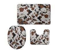 Bath Mat Black Coffee White Non Slip Bathroom Door Mat 3 Pieces Doormat Water Absorbent U-Shape Toilet Bathmat Machine Washable Rug Bath Matt Bathroom Rug 50x80cm